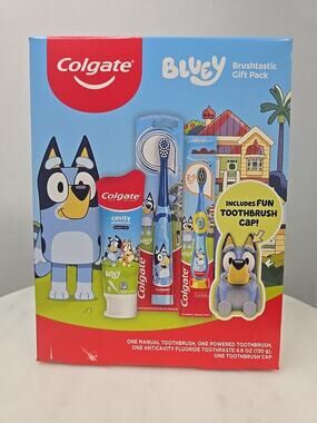 Colgate Bluey Brushtastic 3pc Gift Pack W/Electric Toothbrush Exp 7/27